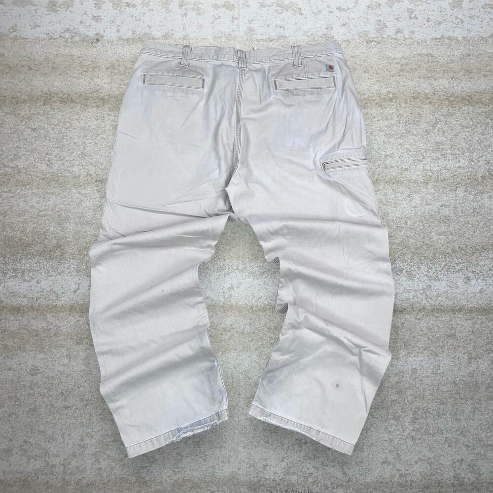 Vintage Y2K Carhartt Khakis Pants 32x32 Relaxed Fit Light Tan Cotton White Logo